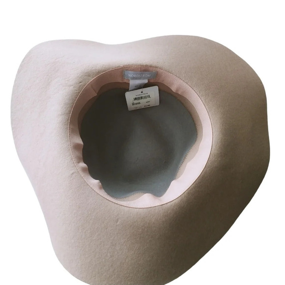 Nordstrom Panama  Wool Felt Hat Blush Pink/Gray NWT - Picture 5 of 8